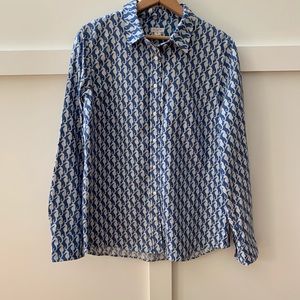 j crew seahorse patterned oxford button up